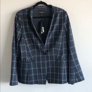Navy Blazer with white stripes